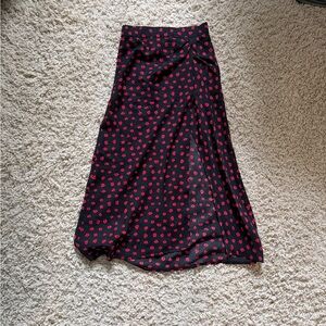 Princess Polly Black and Red Floral A-Line Skirt